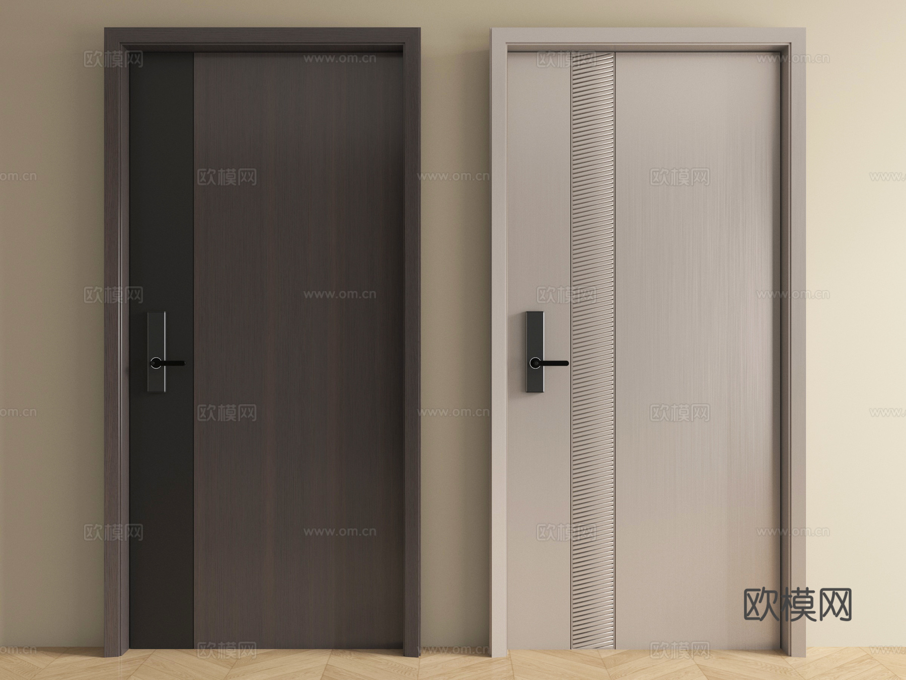 现代轻奢单开门 防盗门 入户门su模型