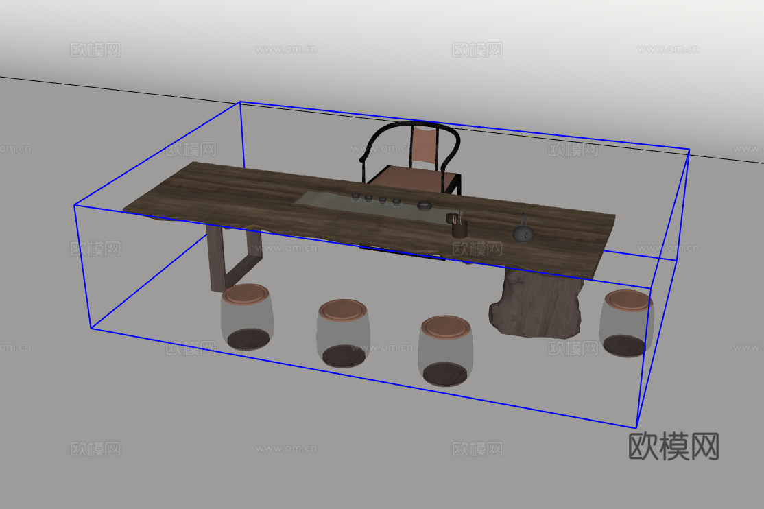 茶桌椅su模型
