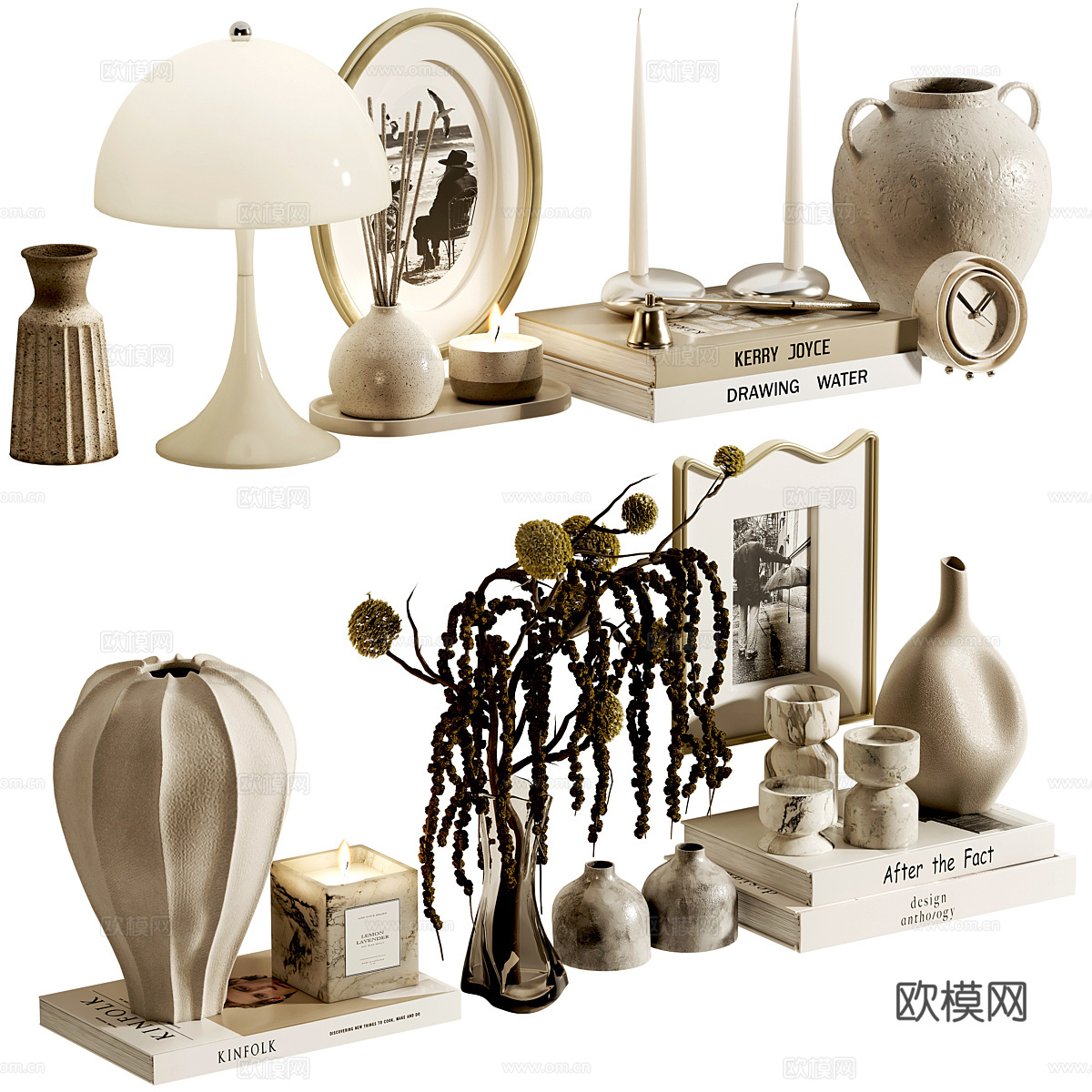 现代奶油风饰品摆件组合3d模型下载（渲染图2）