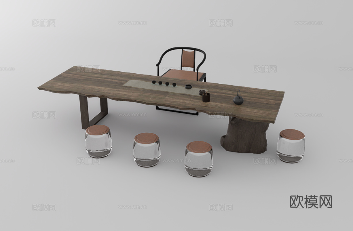 茶桌椅su模型
