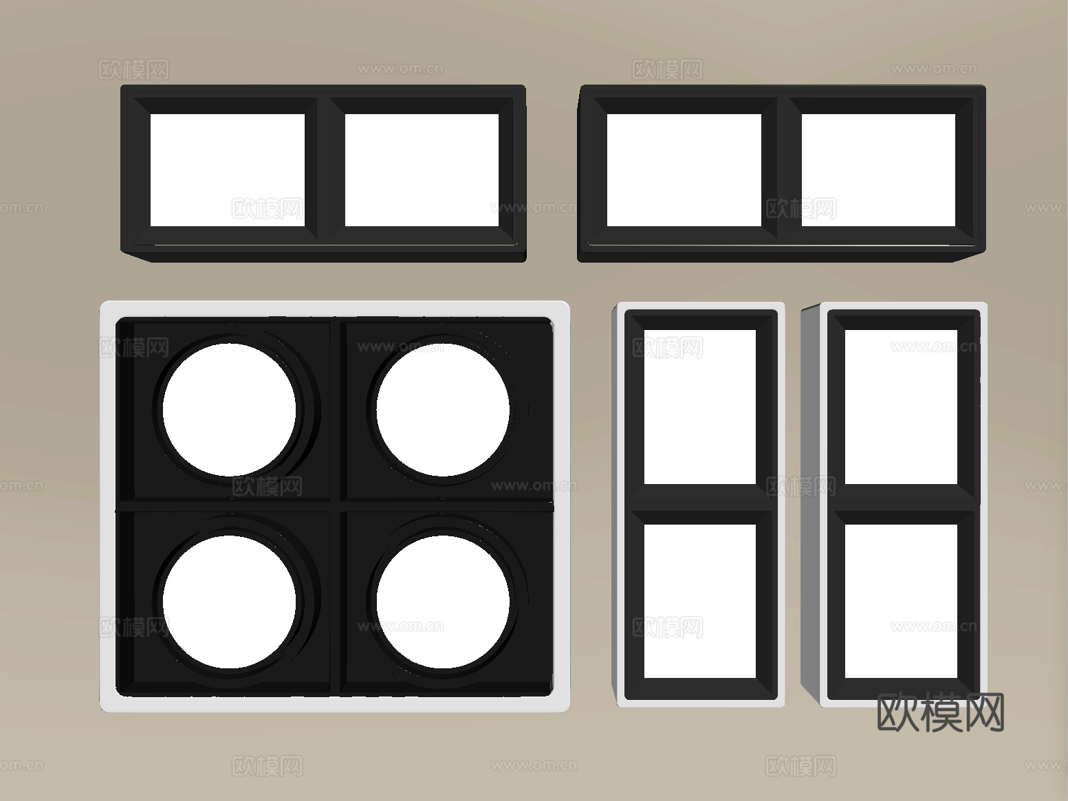 现代筒灯射灯 明装筒灯射灯 格栅灯su模型