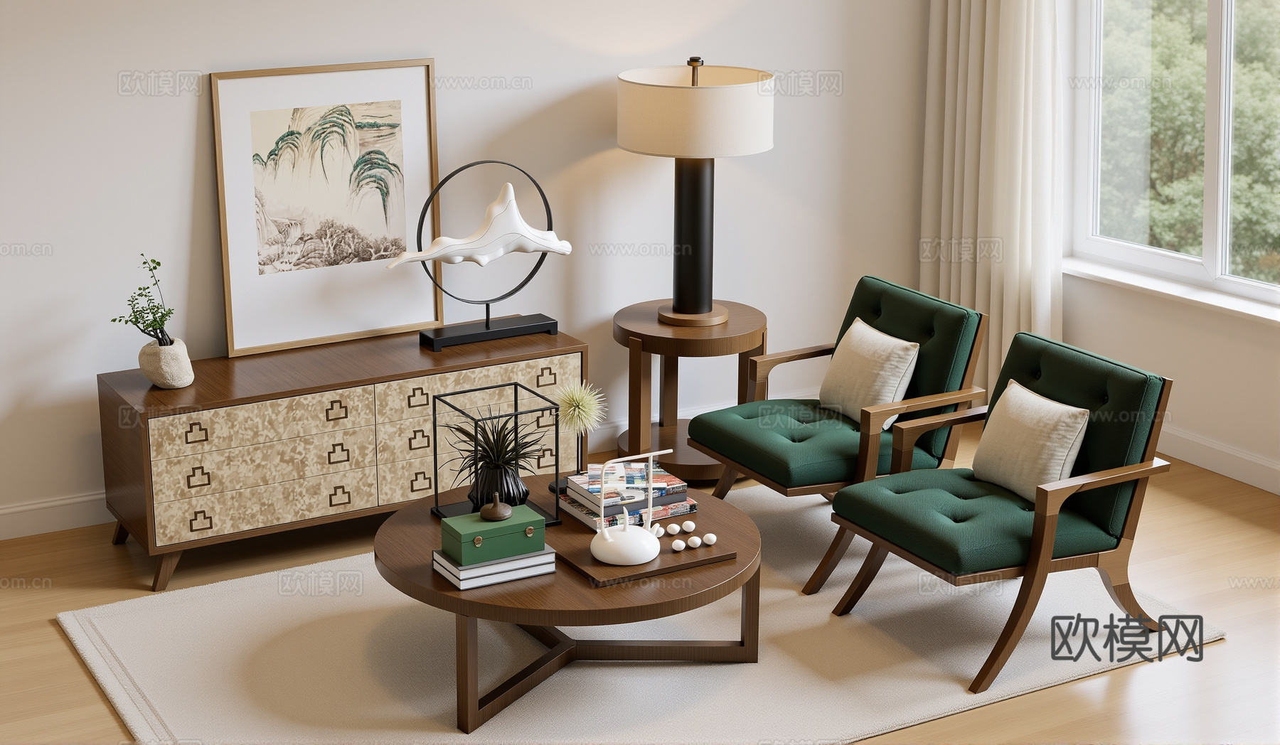 新中式茶室su模型