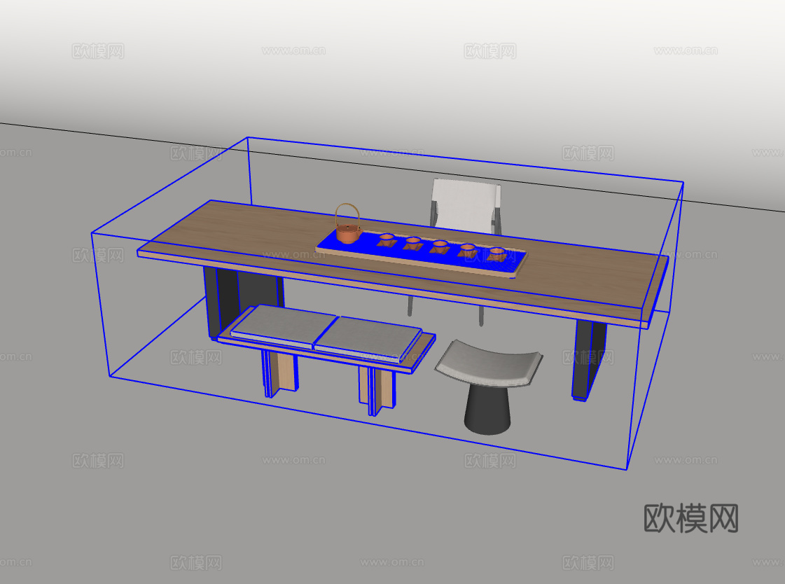 茶桌椅su模型