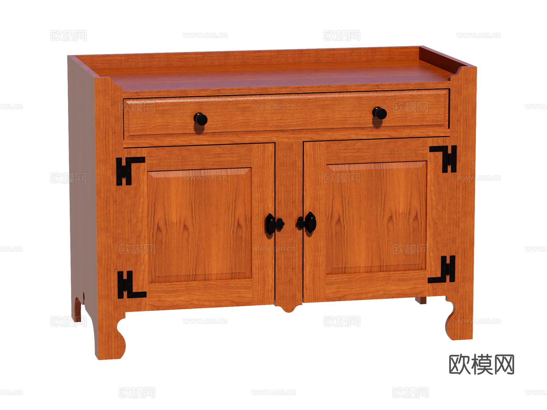 复古中古边柜装饰柜储物柜su模型