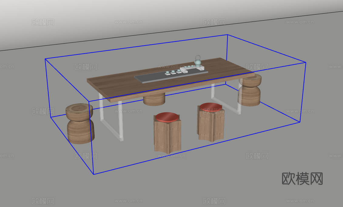茶桌椅su模型