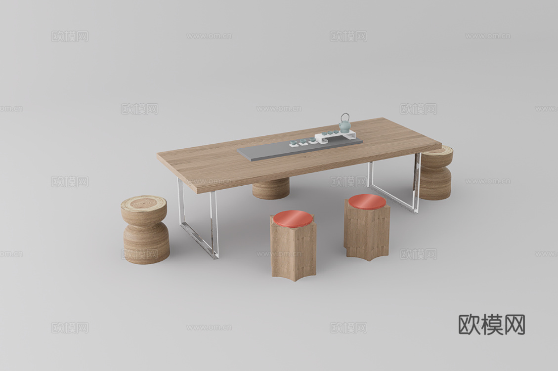 茶桌椅su模型