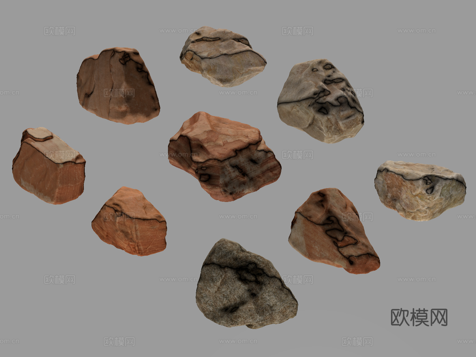 现代石头 石块 岩石 景观石su模型