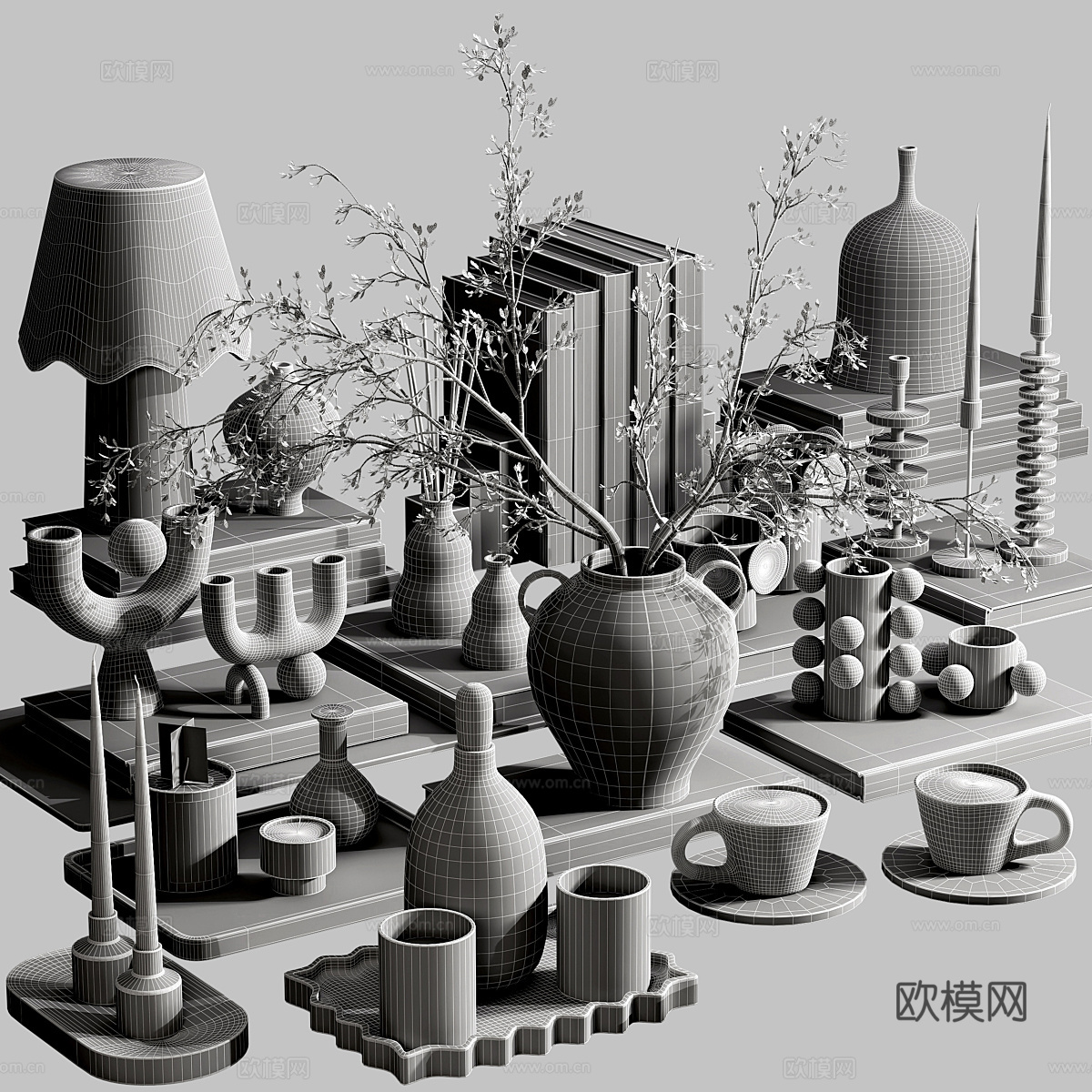 现代奶油风饰品摆件组合3d模型下载（渲染图6）