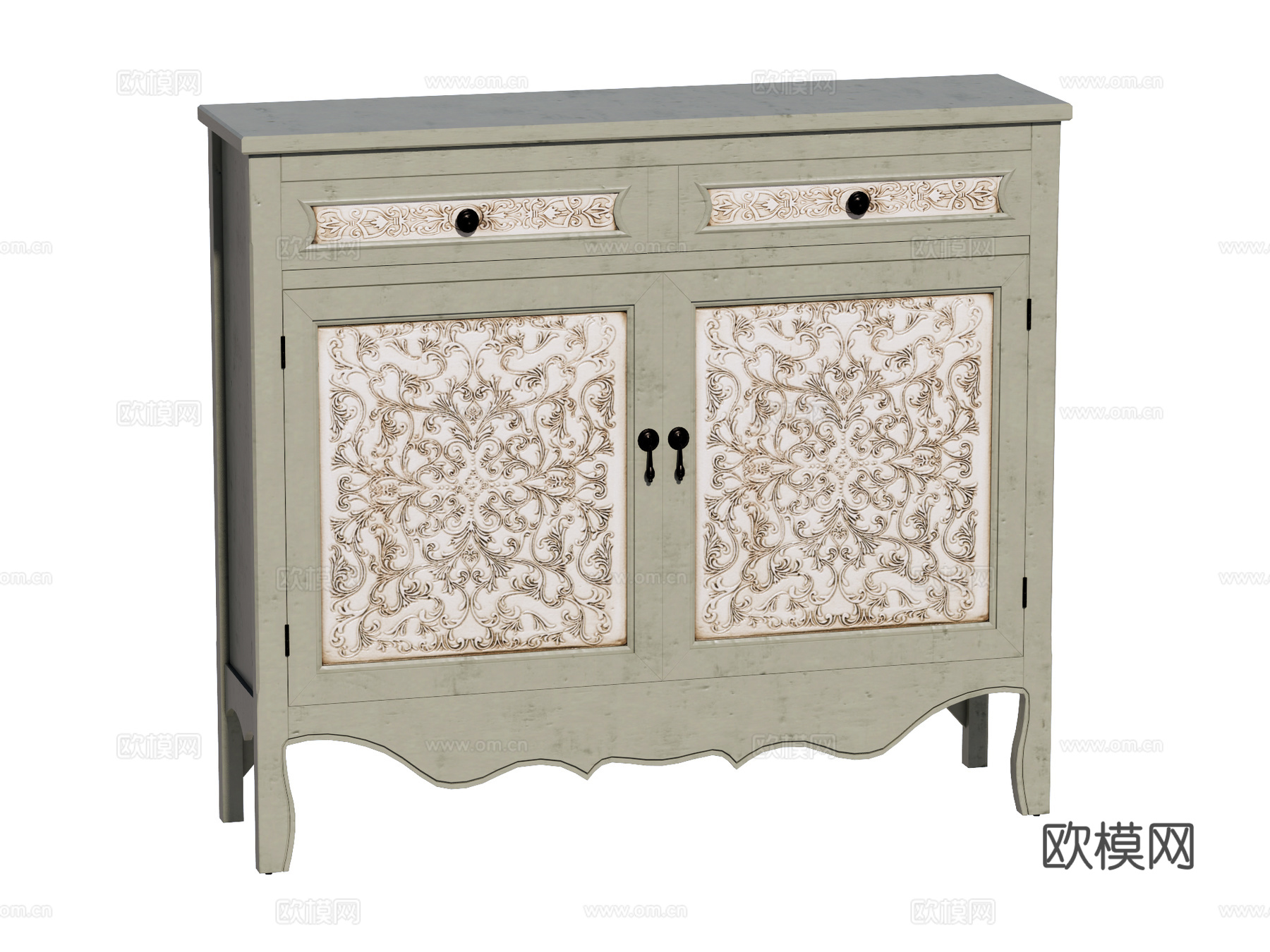 欧式法式边柜装饰柜su模型