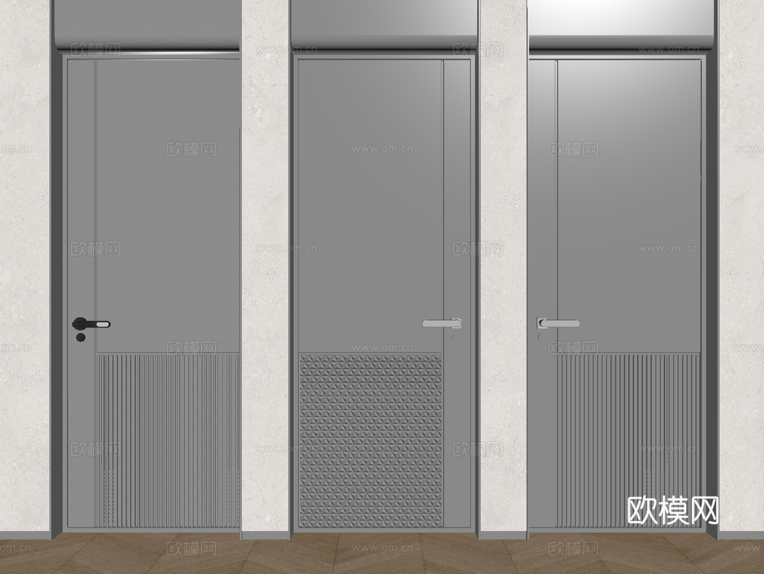 现代单开门 房间门 卧室门 通顶平开门su模型