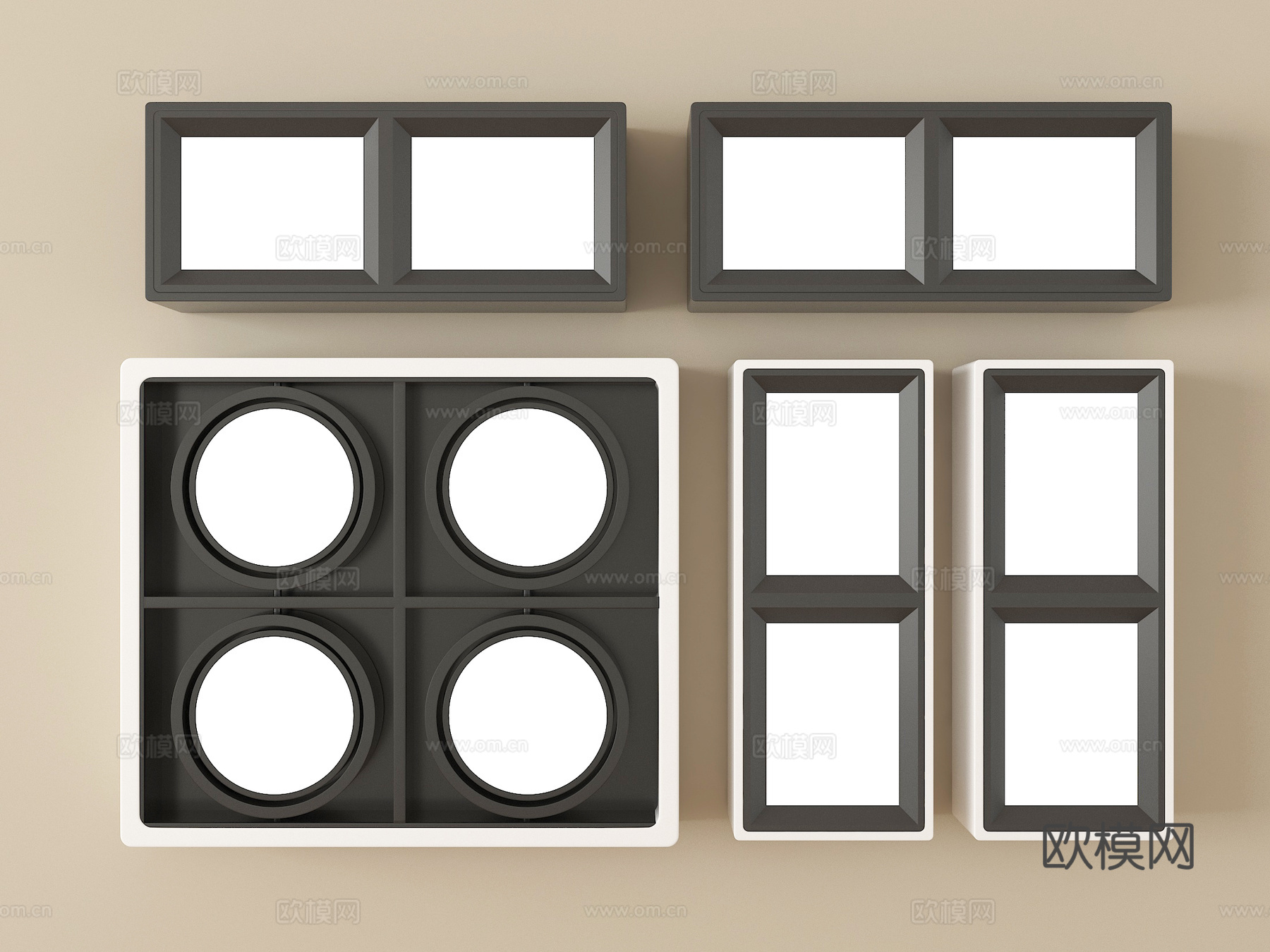 现代筒灯射灯 明装筒灯射灯 格栅灯su模型