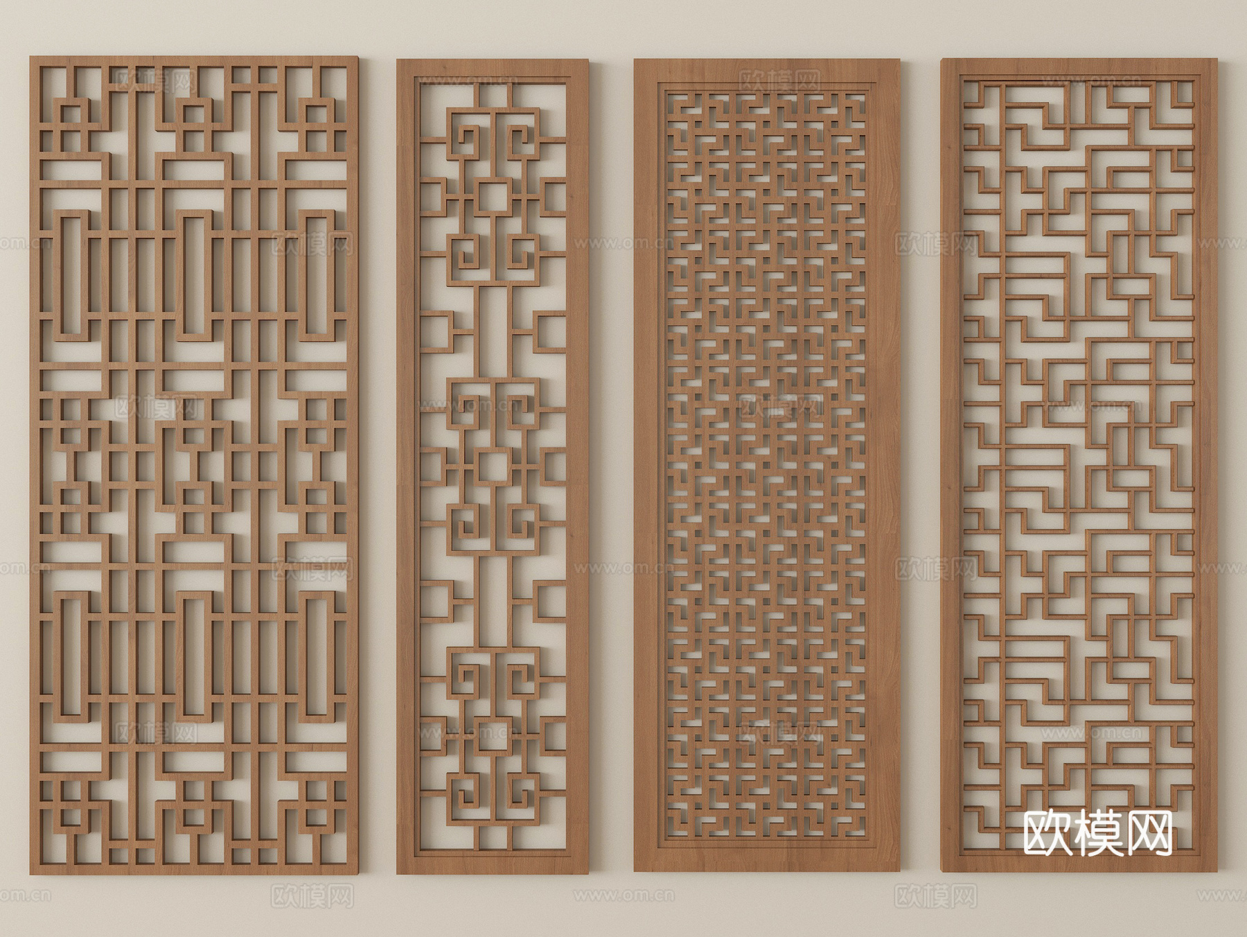 中式花格窗户花窗su模型
