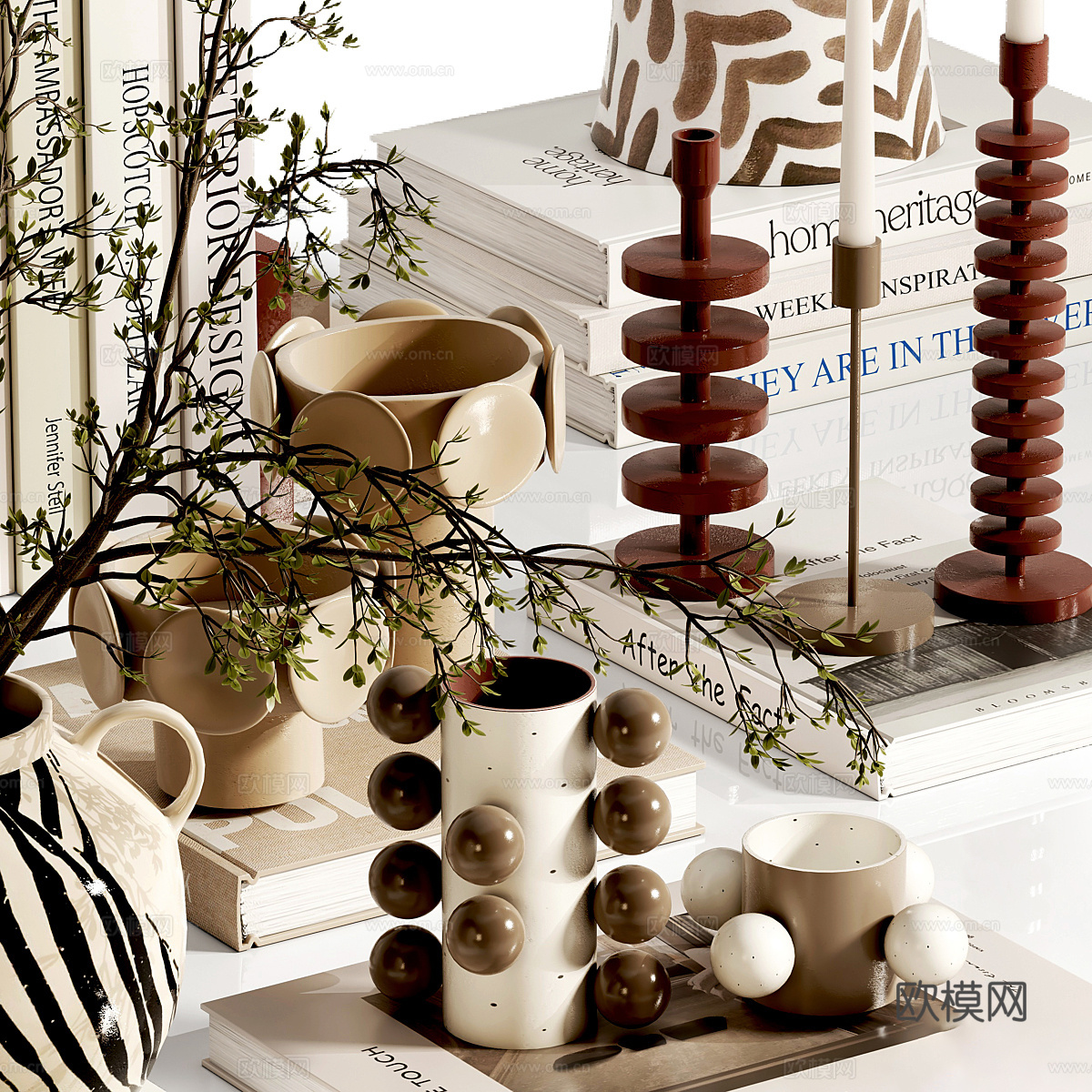 现代奶油风饰品摆件组合3d模型下载（渲染图5）