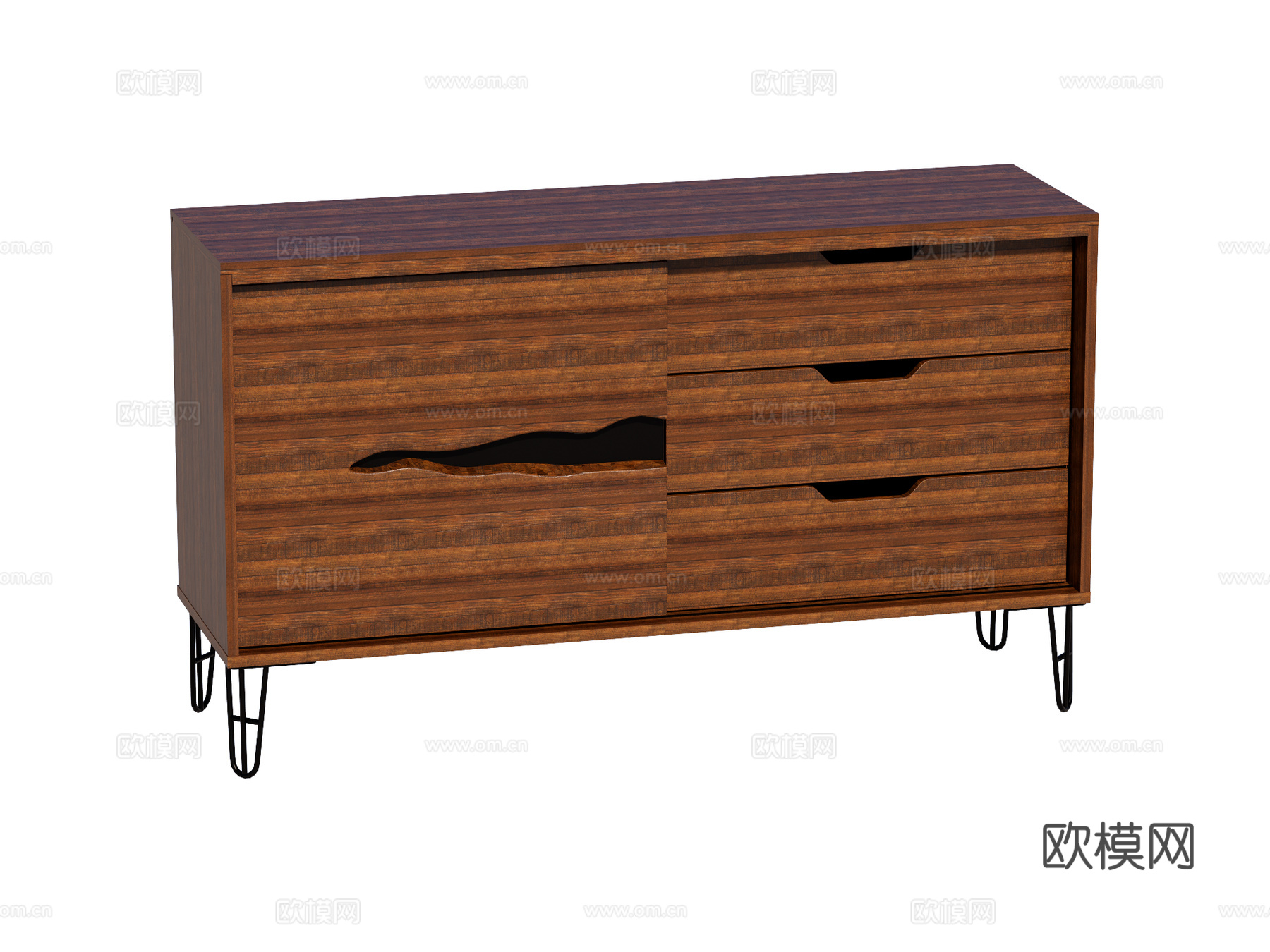 中古侘寂边柜电视柜装饰柜储物柜su模型