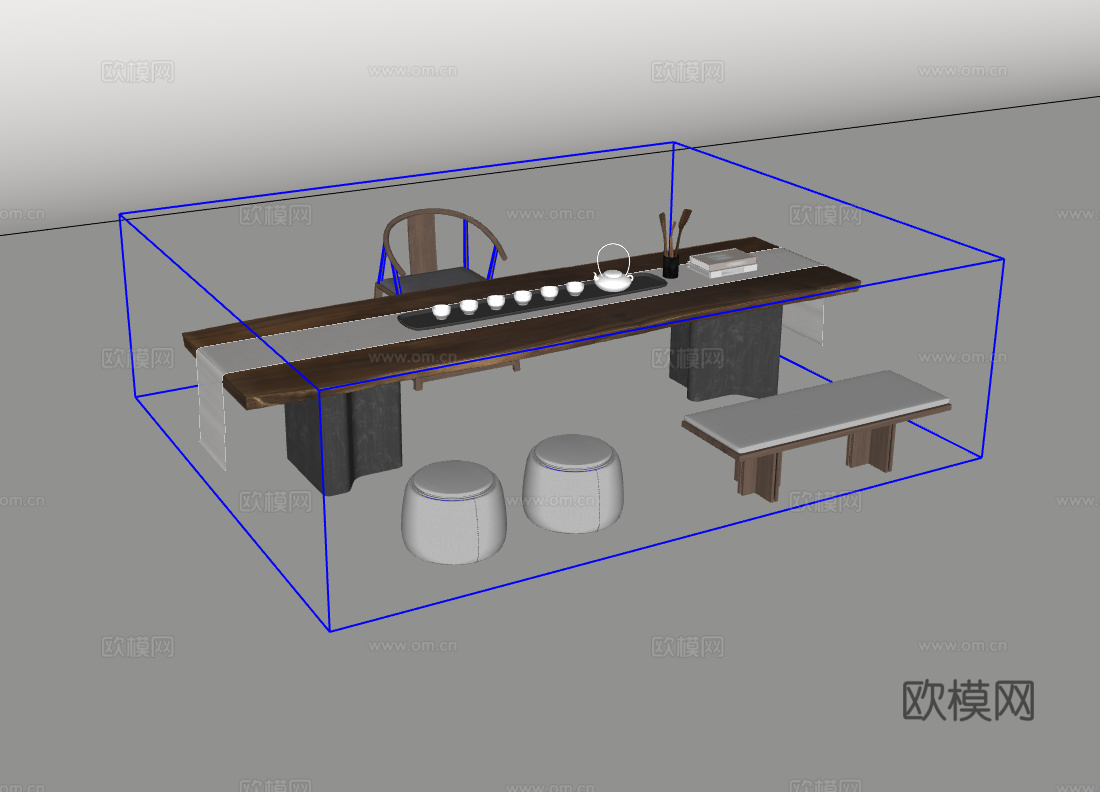 茶桌椅su模型