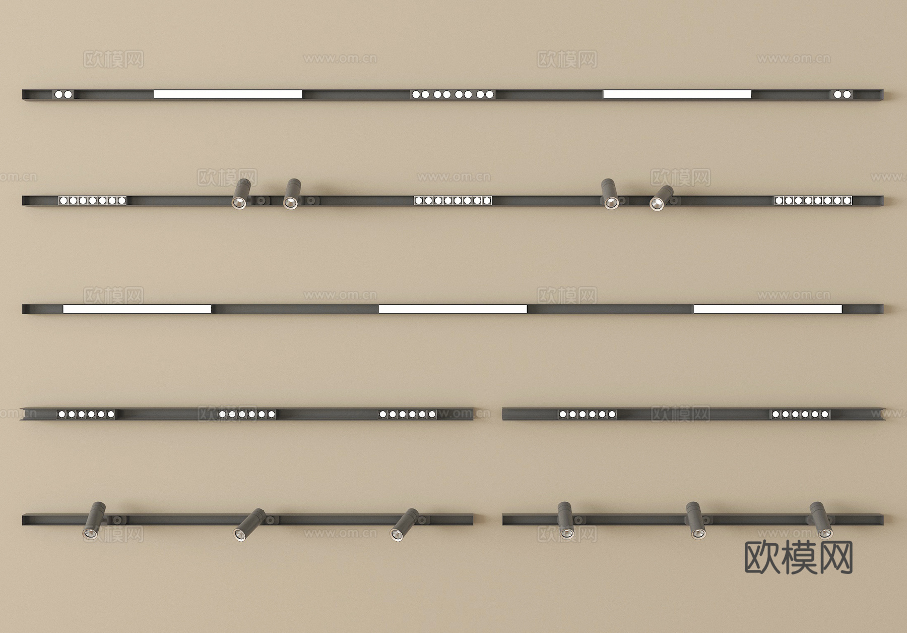 现代筒灯射灯 轨道射灯 线形射灯su模型