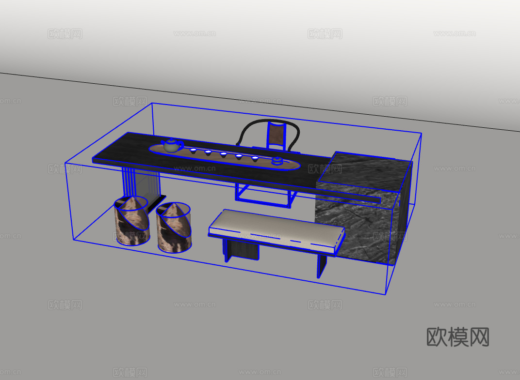 茶桌椅su模型