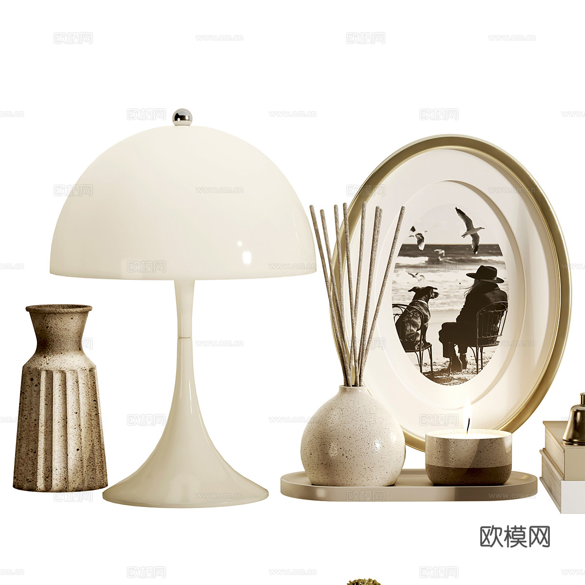 现代奶油风饰品摆件组合3d模型下载（渲染图3）