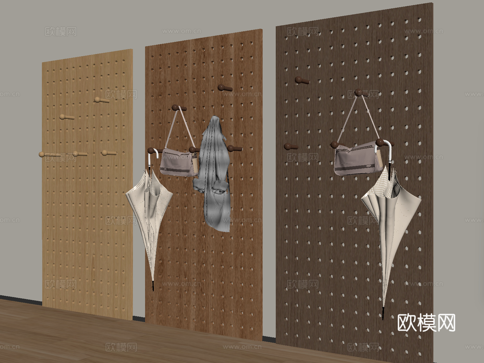 现代洞洞板 墙饰板 墙饰挂件 置物架su模型