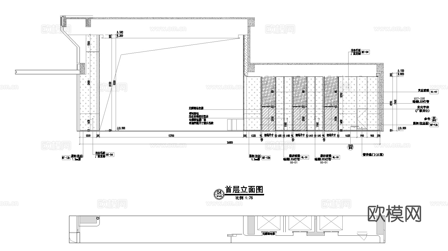 办公楼大堂 最新全套施工图 效果图合集cad施工图