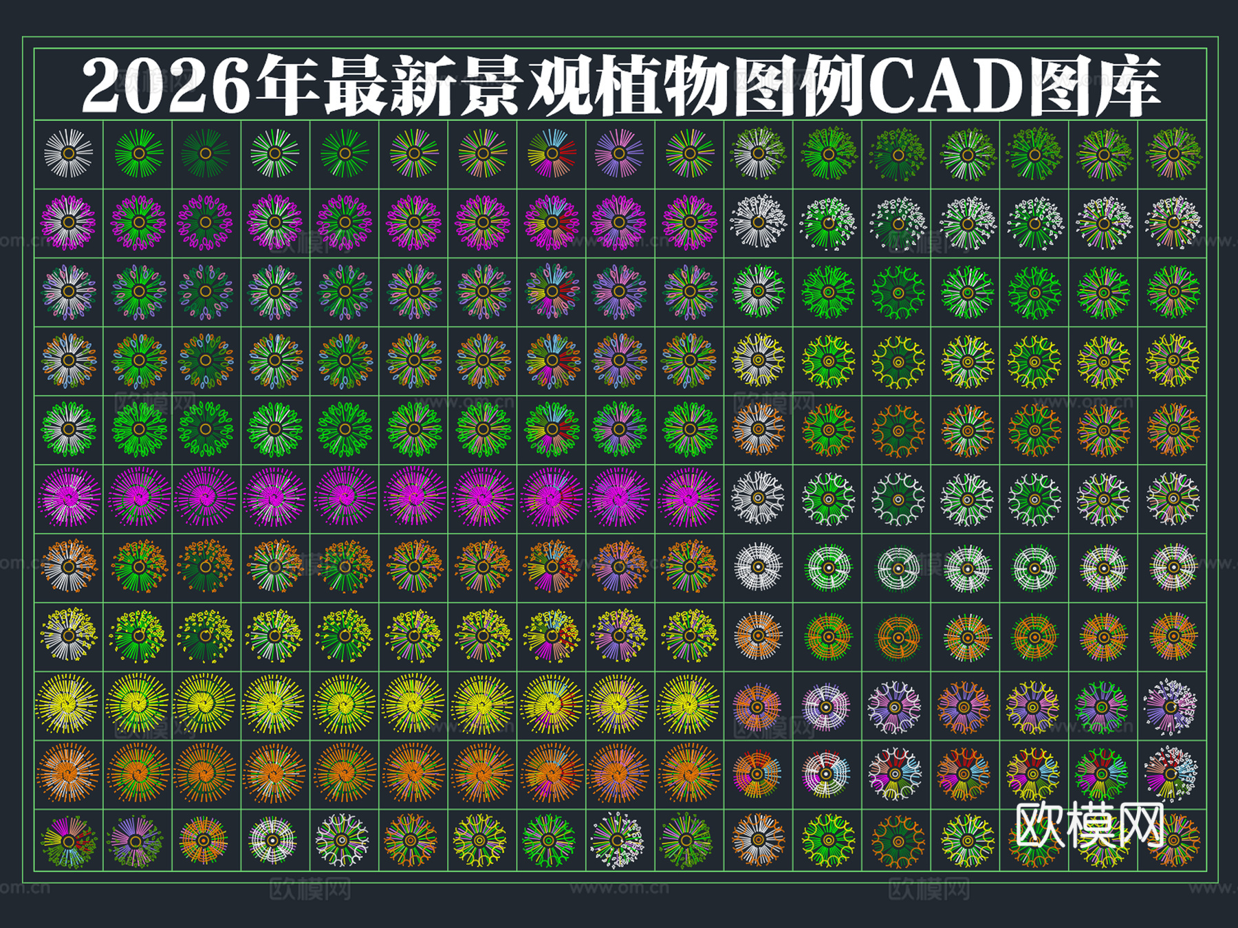 2026年最新景观花木植物绿植平面图例CAD图库cad施工图