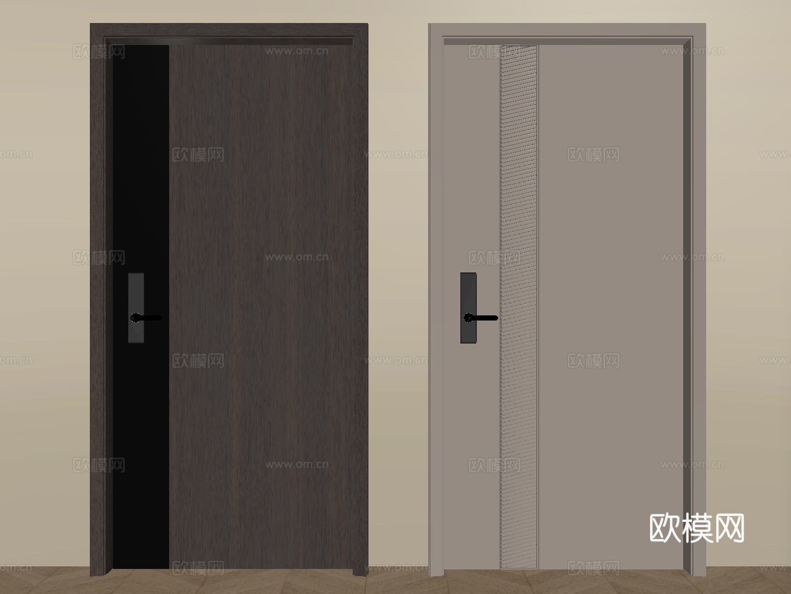 现代轻奢单开门 防盗门 入户门su模型