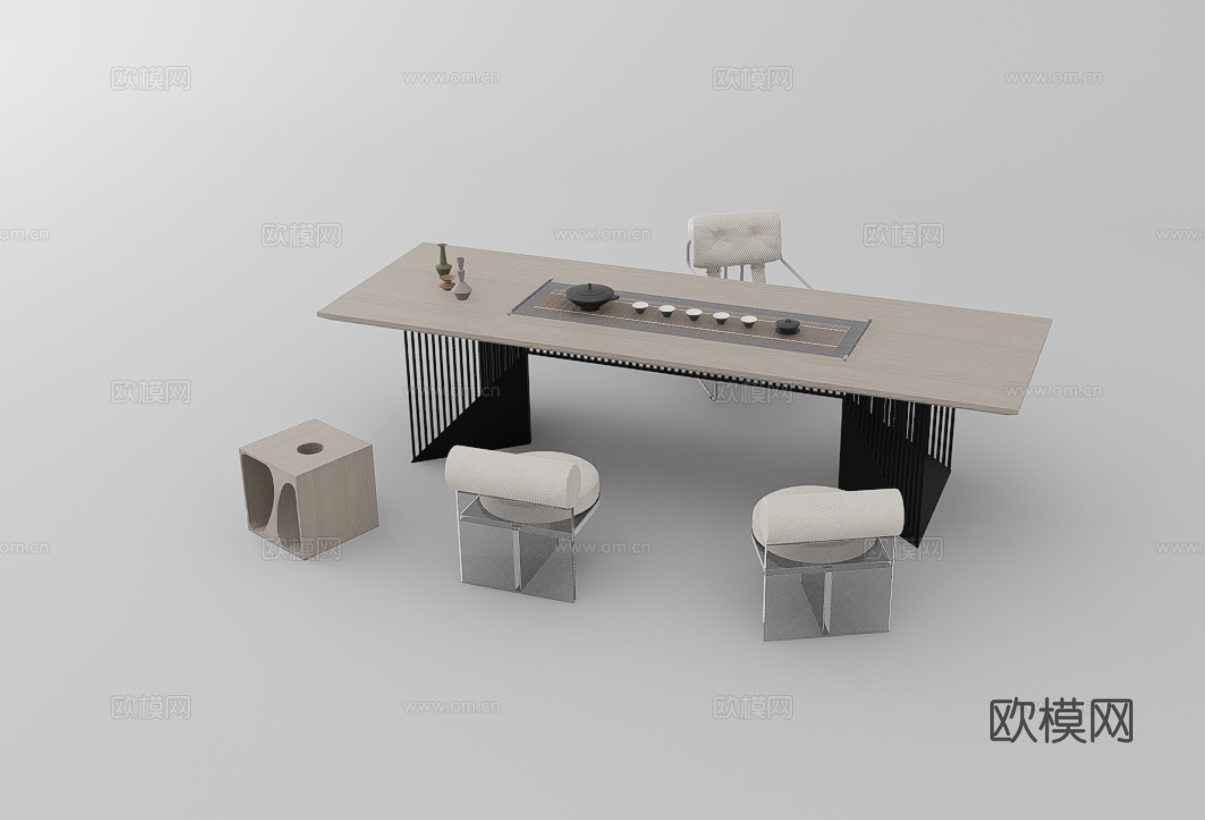 茶桌椅su模型