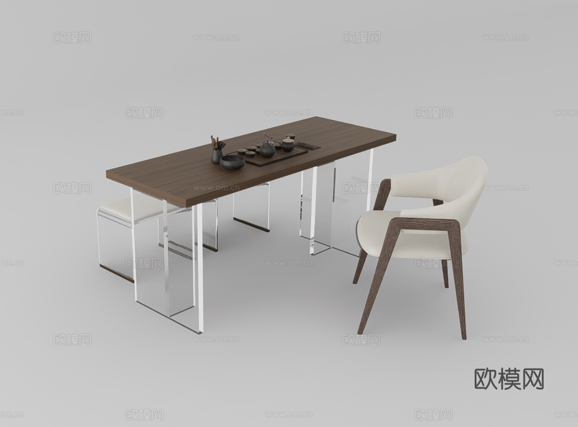 茶桌椅su模型