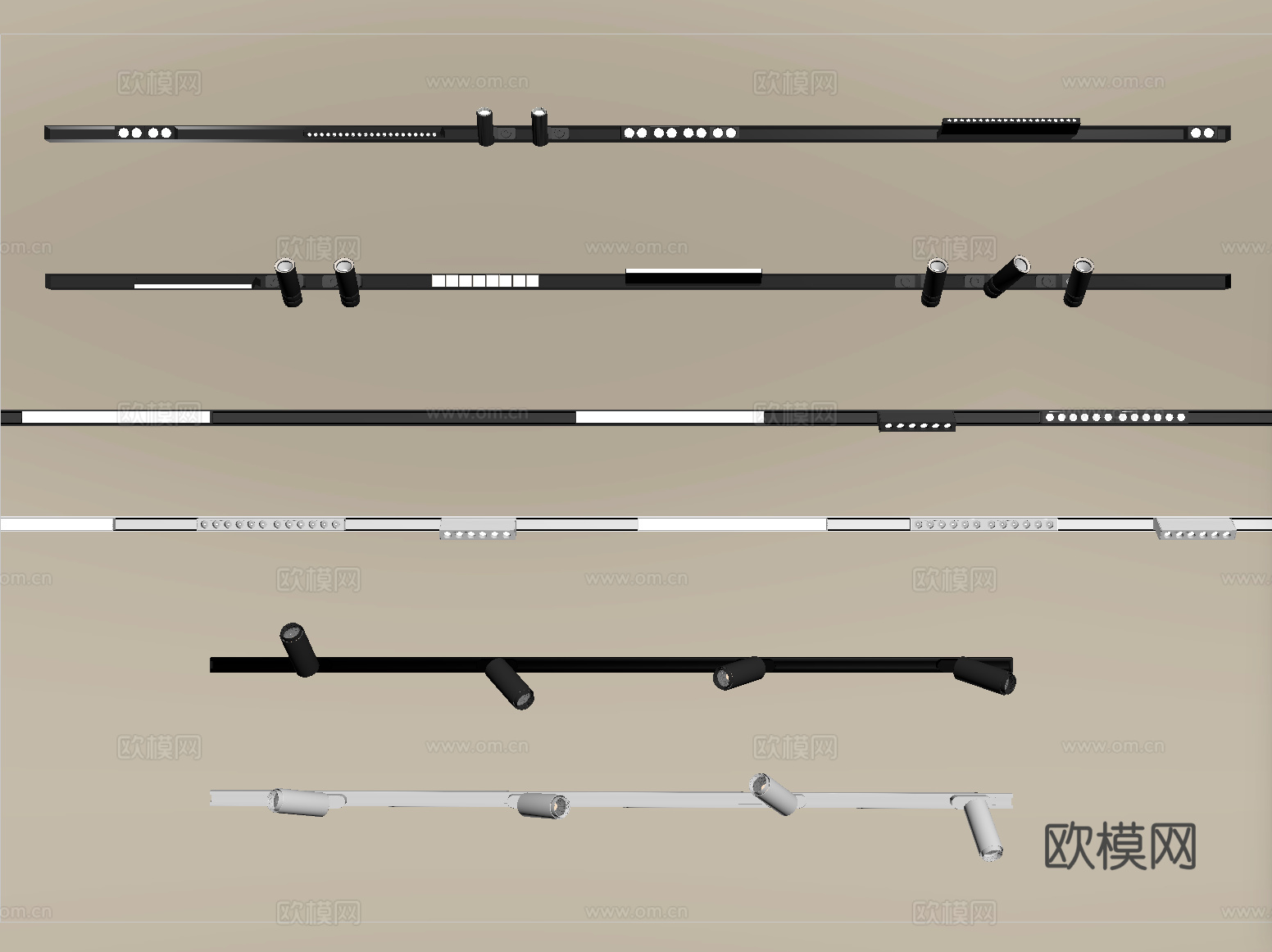 现代筒灯射灯 轨道射灯 线形射灯su模型