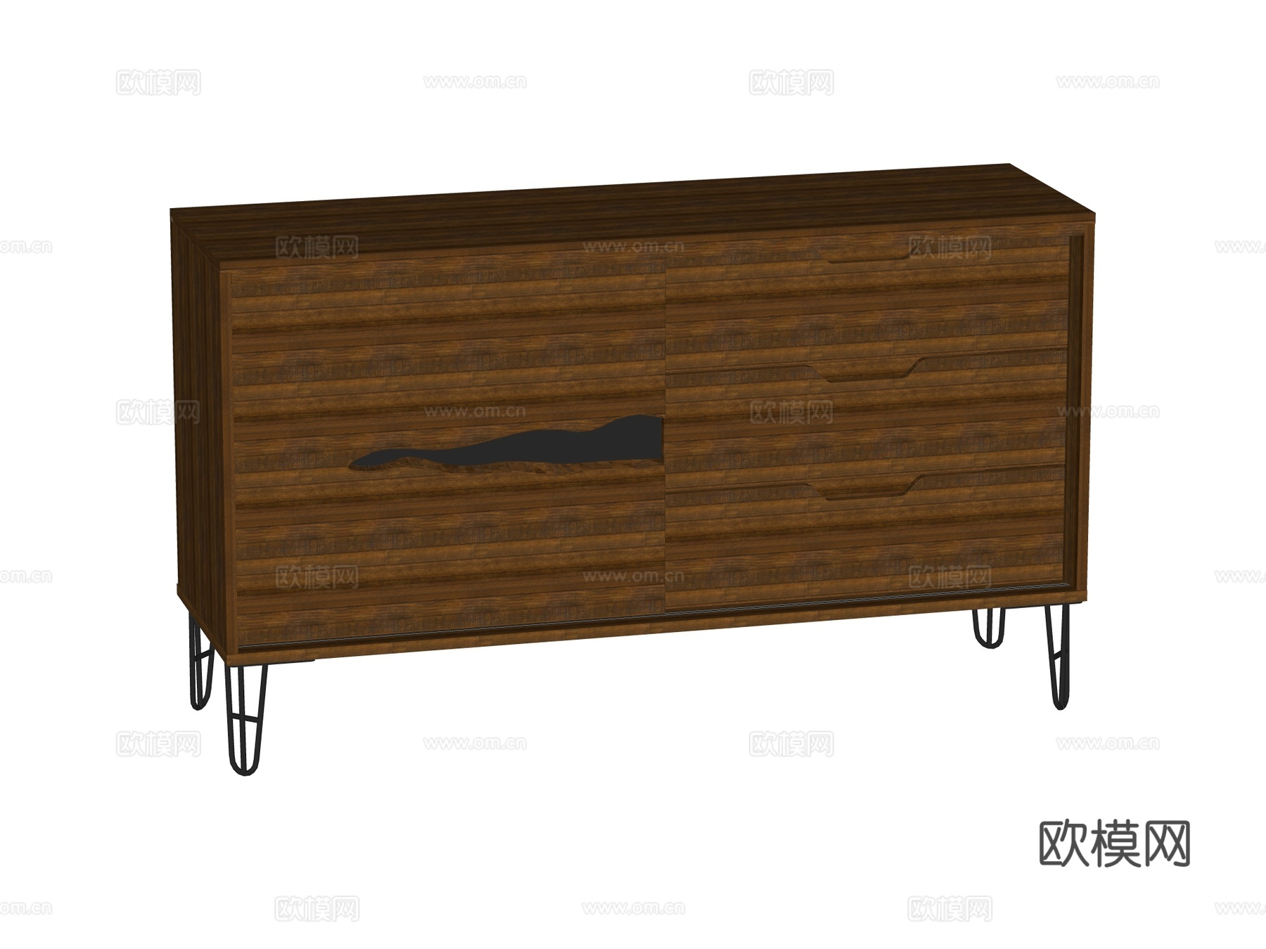 中古侘寂边柜电视柜装饰柜储物柜su模型