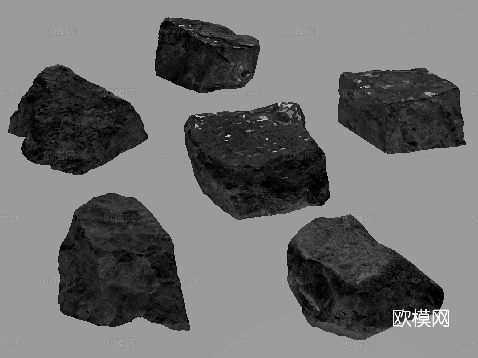 现代石头 石块 黑石头 景观石 庭院石头su模型