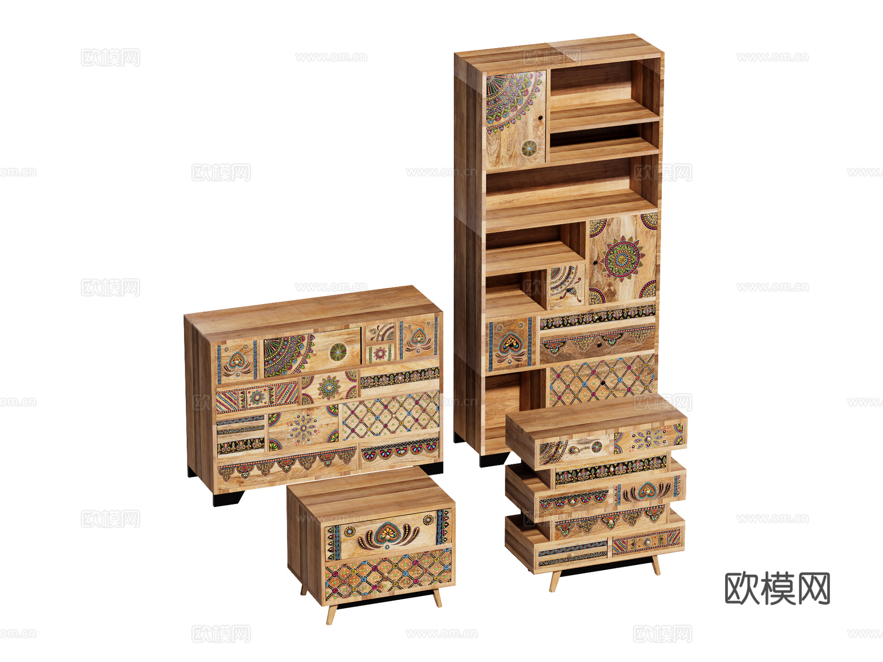 侘寂中古复古边柜斗柜装饰柜储物柜su模型