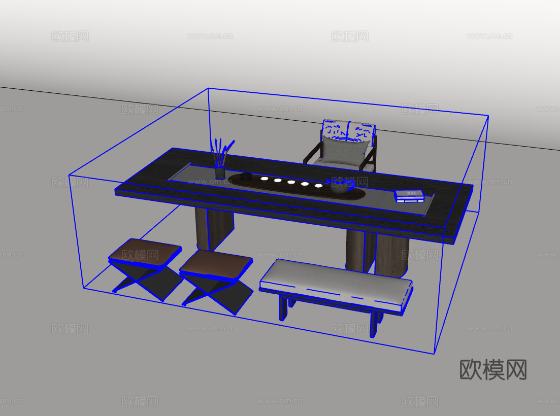 茶桌椅su模型