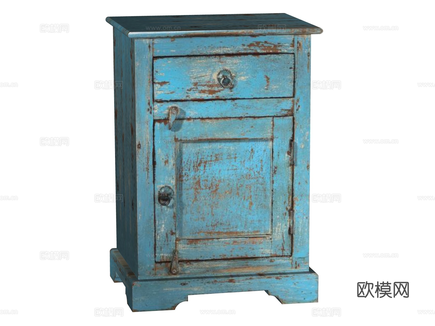 复古做旧老旧家具边柜装饰柜su模型