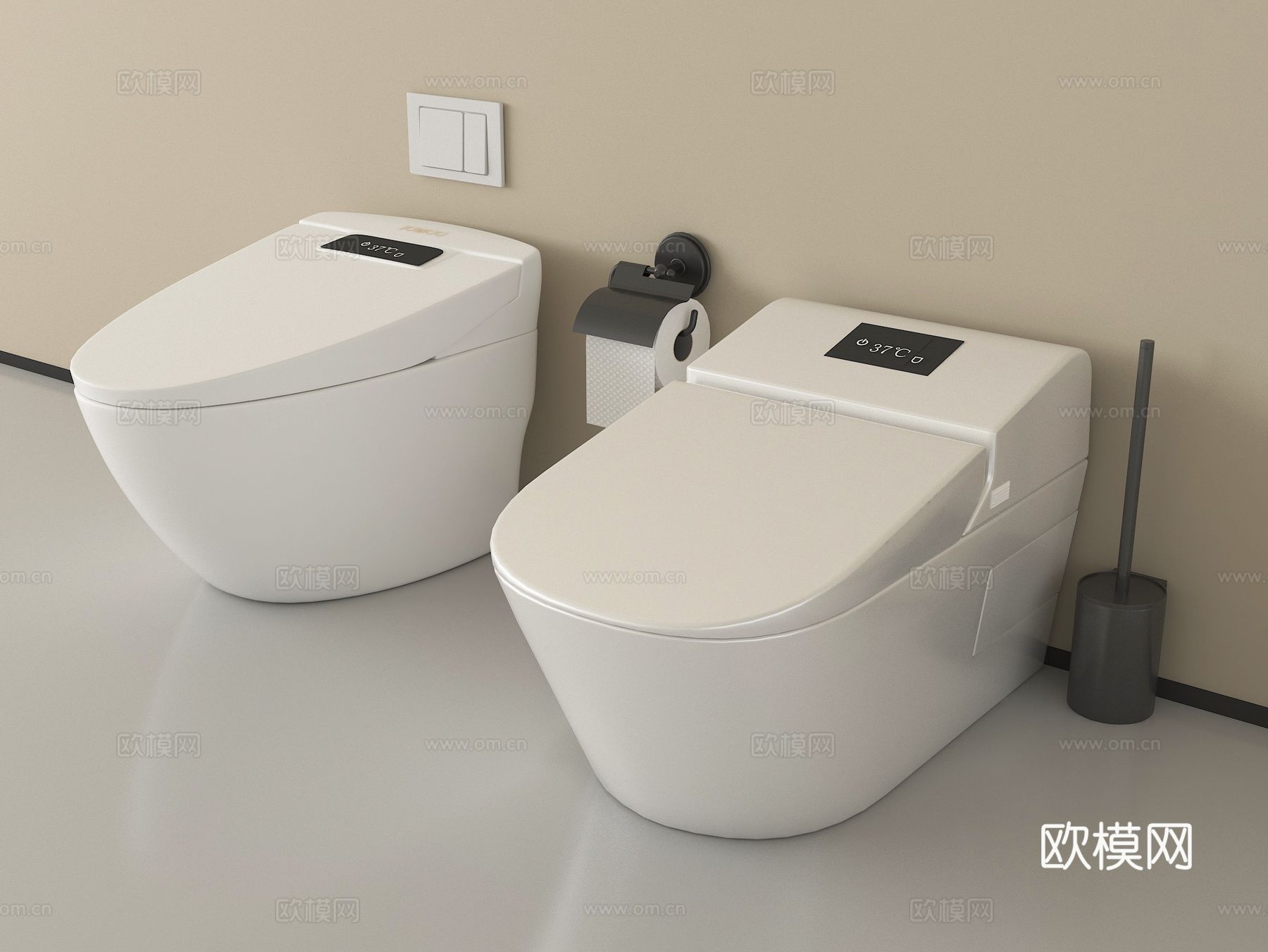 现代智能马桶 卫浴小件su模型