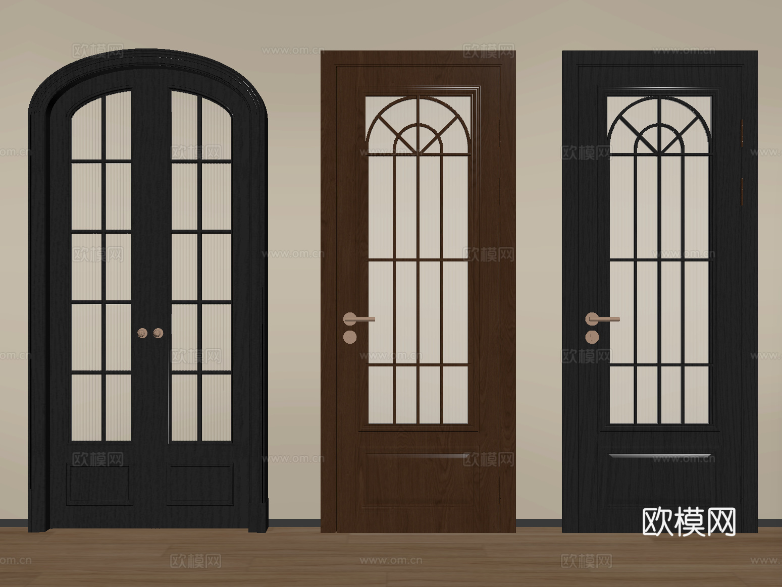 法式双开门 单开门 玻璃门 厨卫门 阳台门su模型