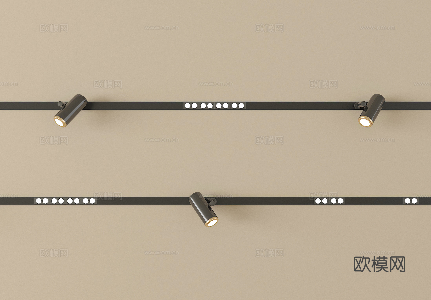 现代筒灯射灯 轨道射灯su模型