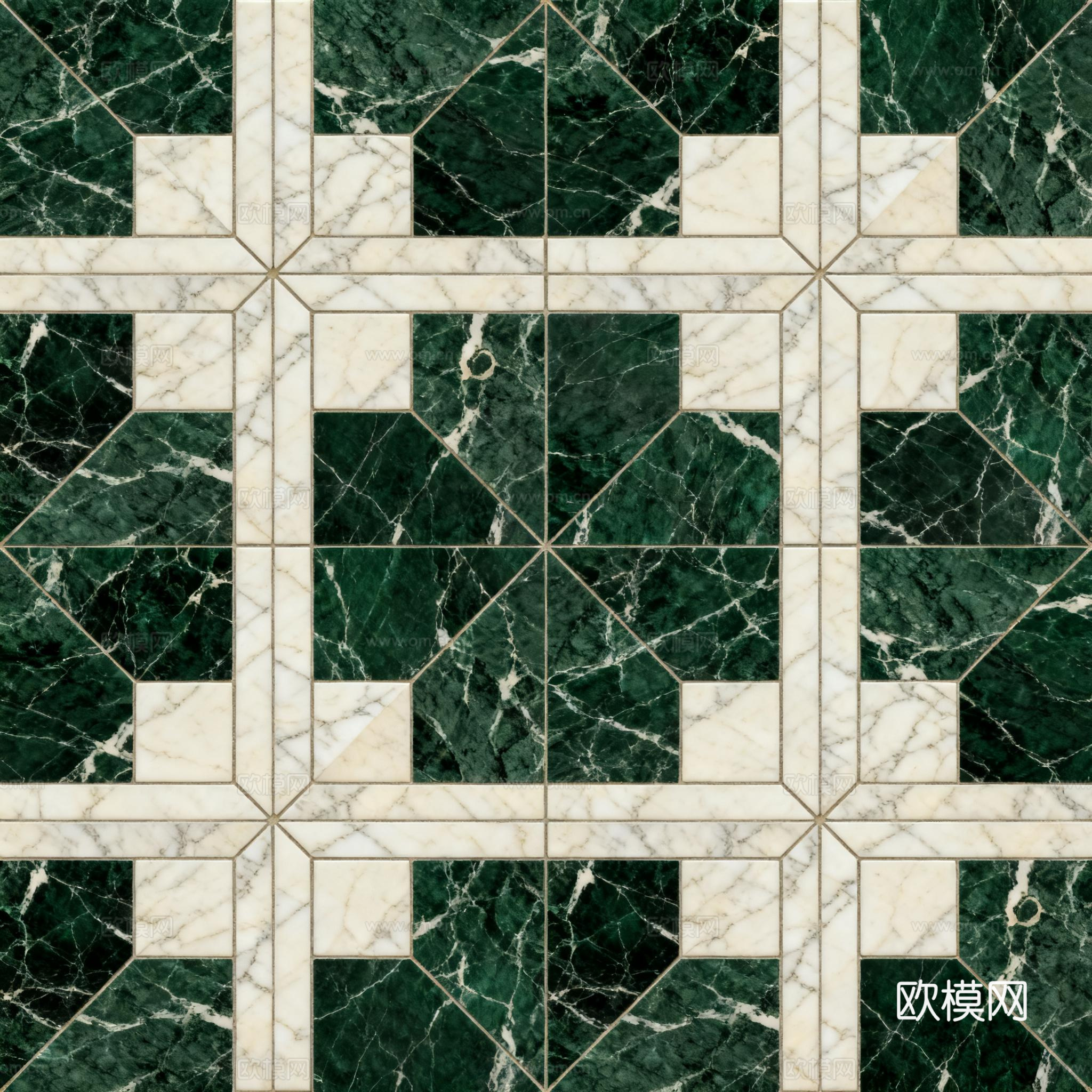 绿白色石材拼花 图案水切刀拼花石材 绿色石材拼花马赛克