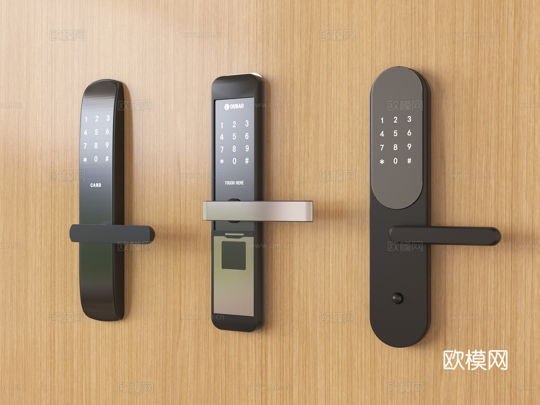现代指纹锁 智能锁 密码锁su模型