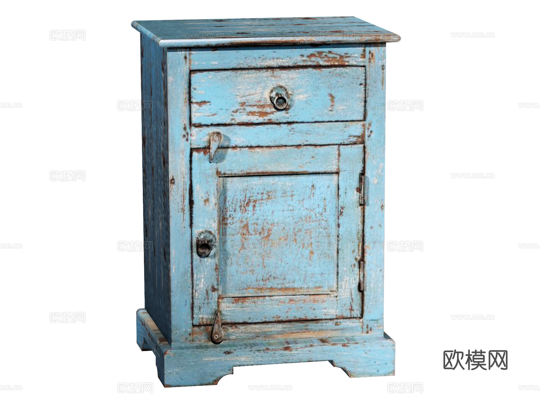 复古做旧老旧家具边柜装饰柜su模型