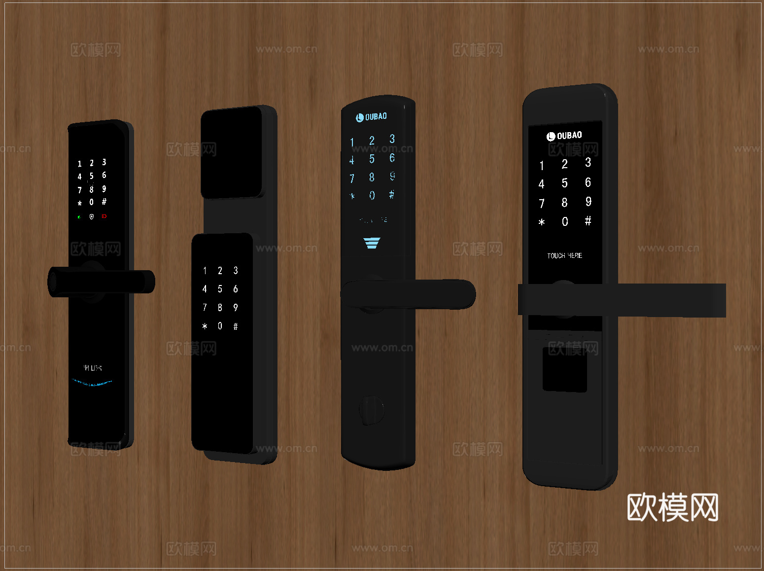 现代指纹锁 智能锁 密码锁su模型