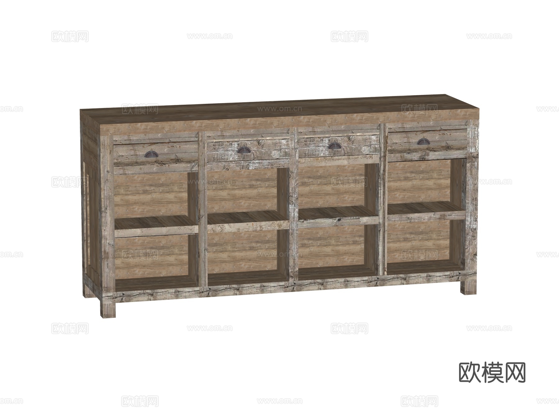 复古做旧老旧家具边柜装饰柜su模型