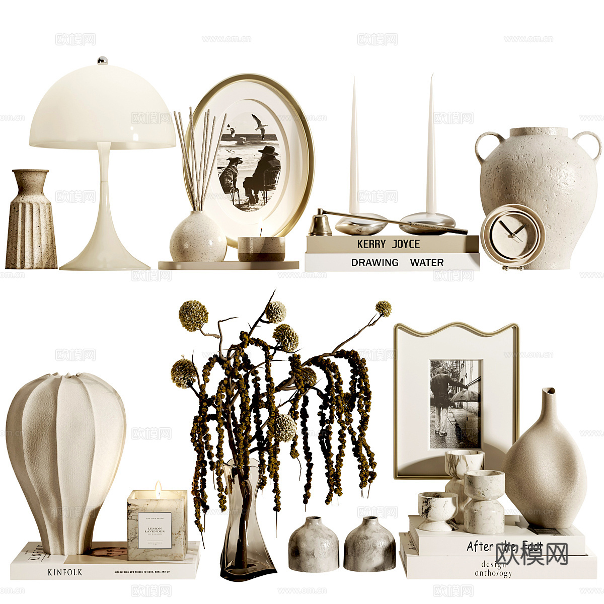 现代奶油风饰品摆件组合3d模型下载（渲染图1）