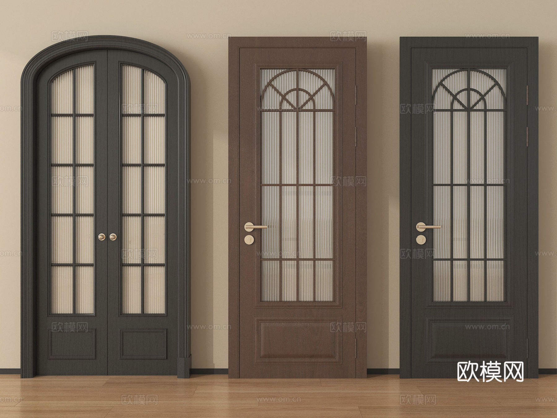 法式双开门 单开门 玻璃门 厨卫门 阳台门su模型