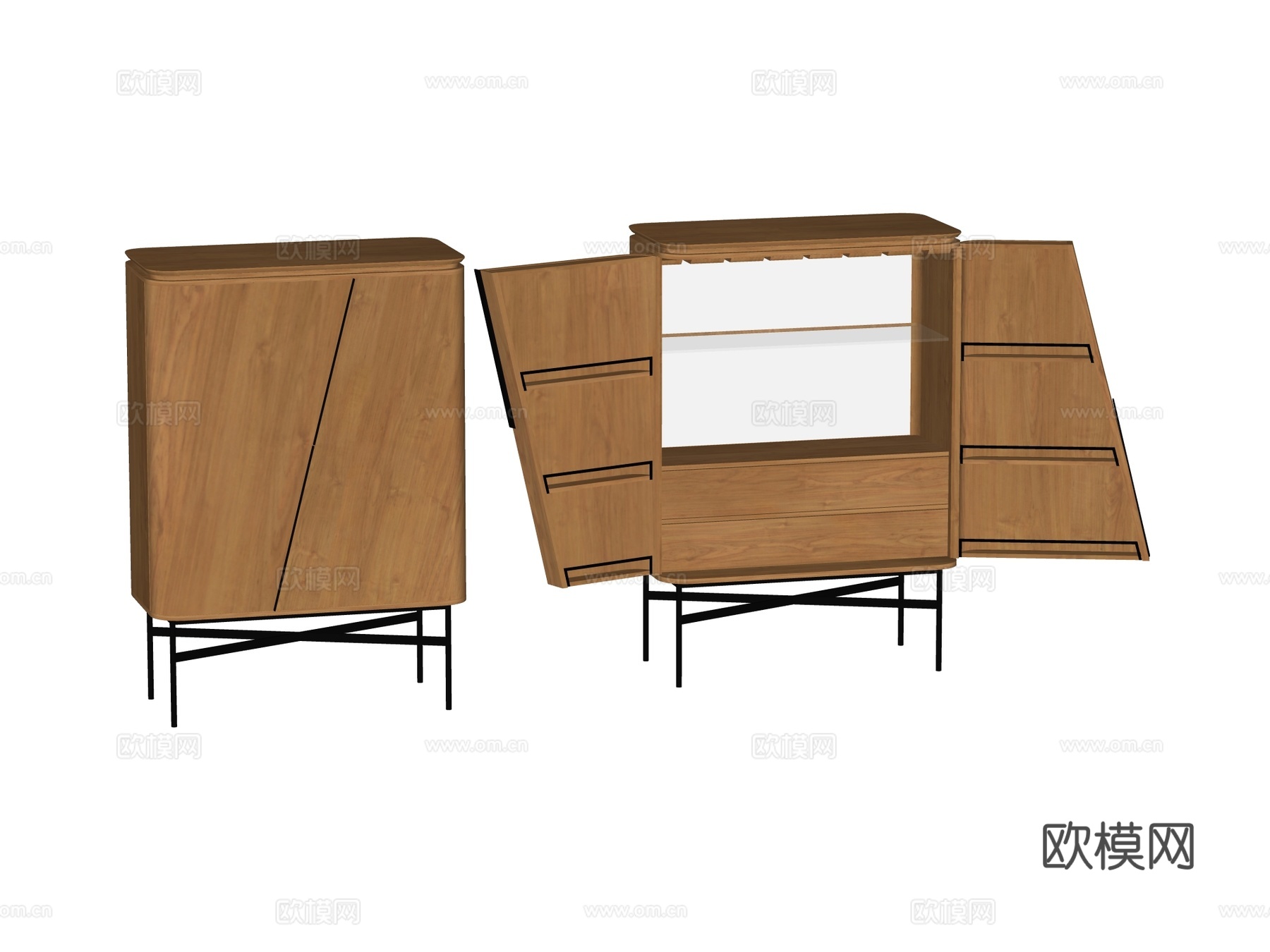 现代边柜斗柜装饰柜储物柜su模型