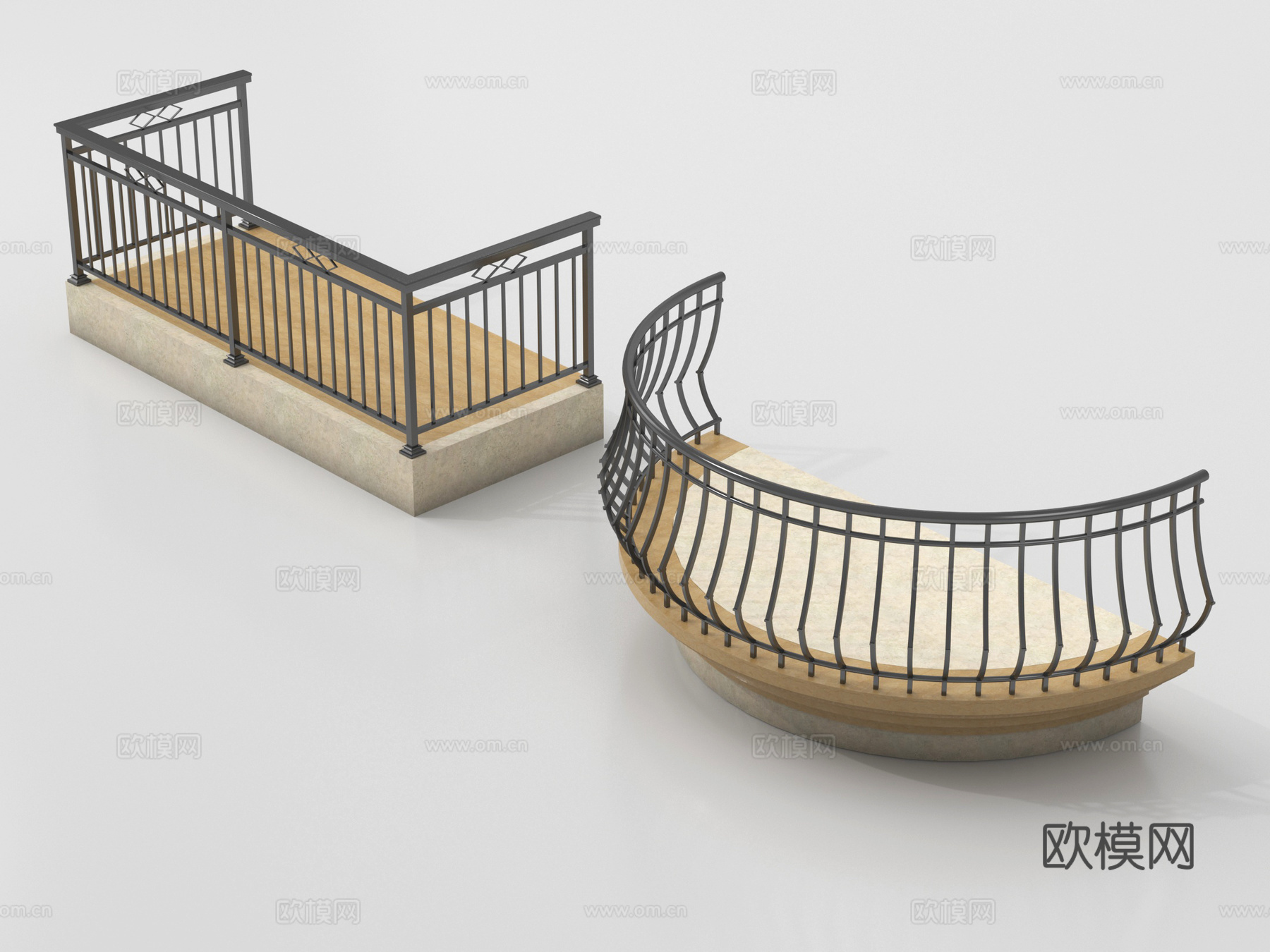 现代阳台护栏 围栏 栅栏 栏杆su模型