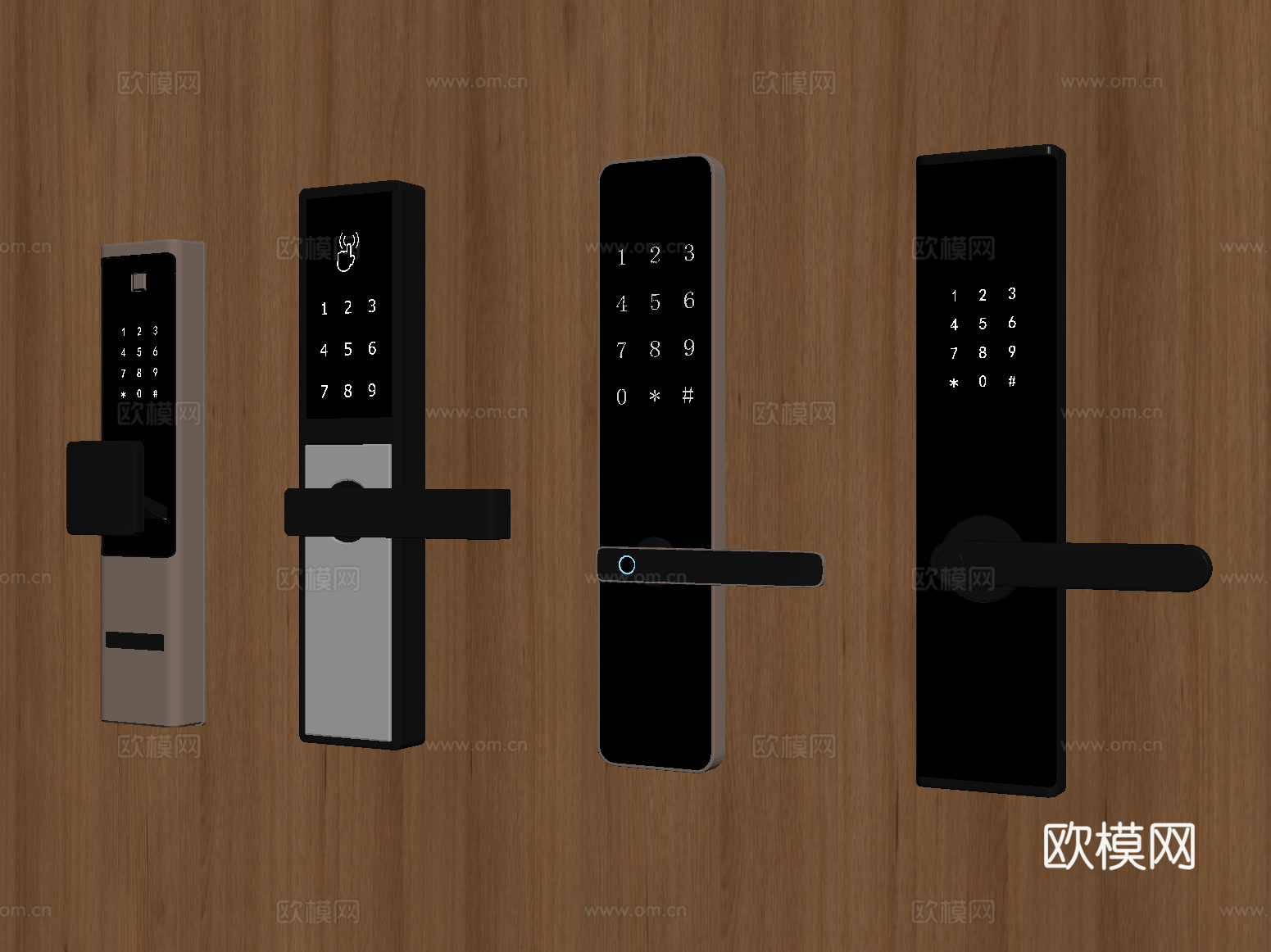 现代指纹锁 智能锁 密码锁su模型