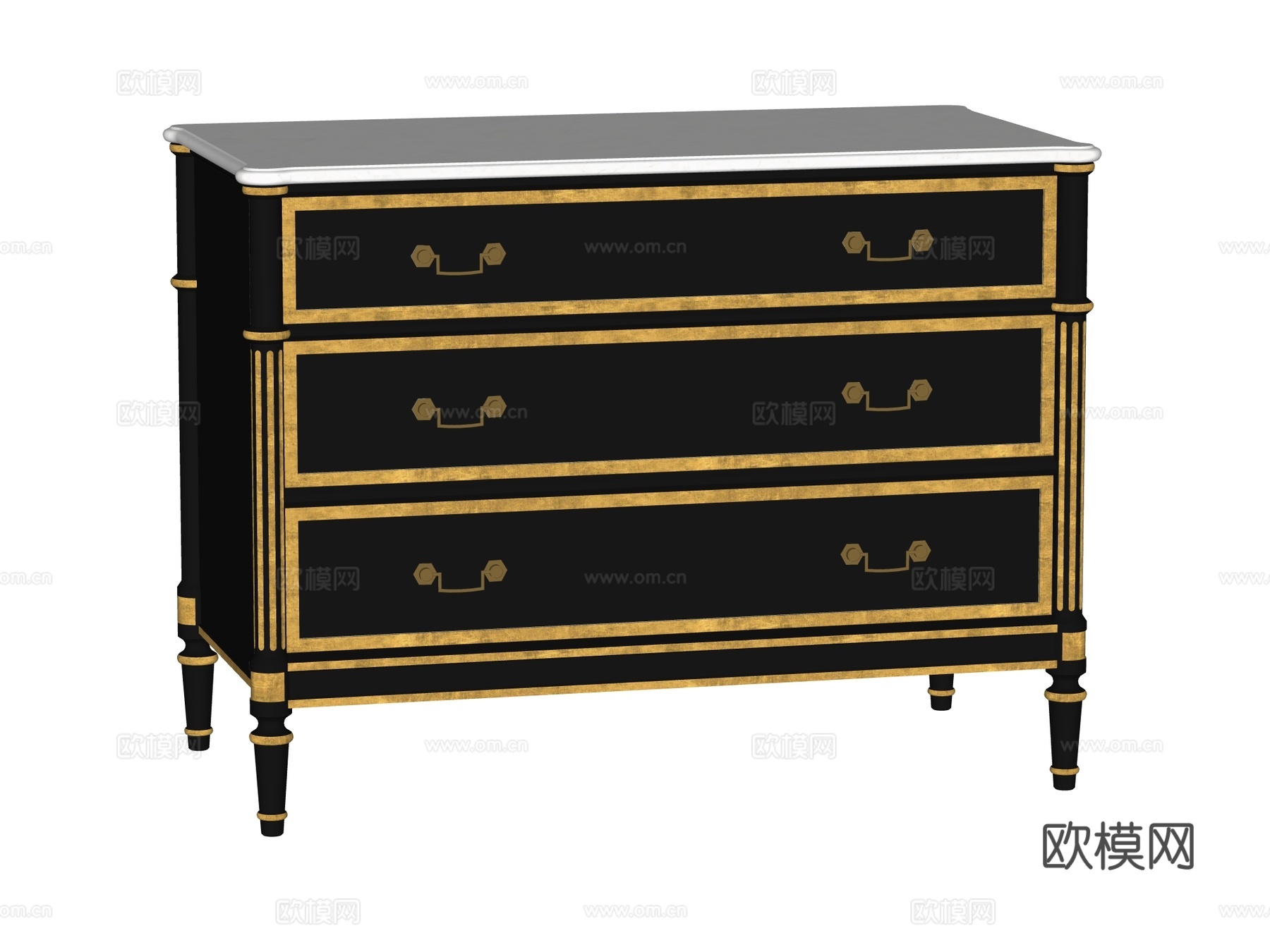 欧式法式边柜装饰柜su模型