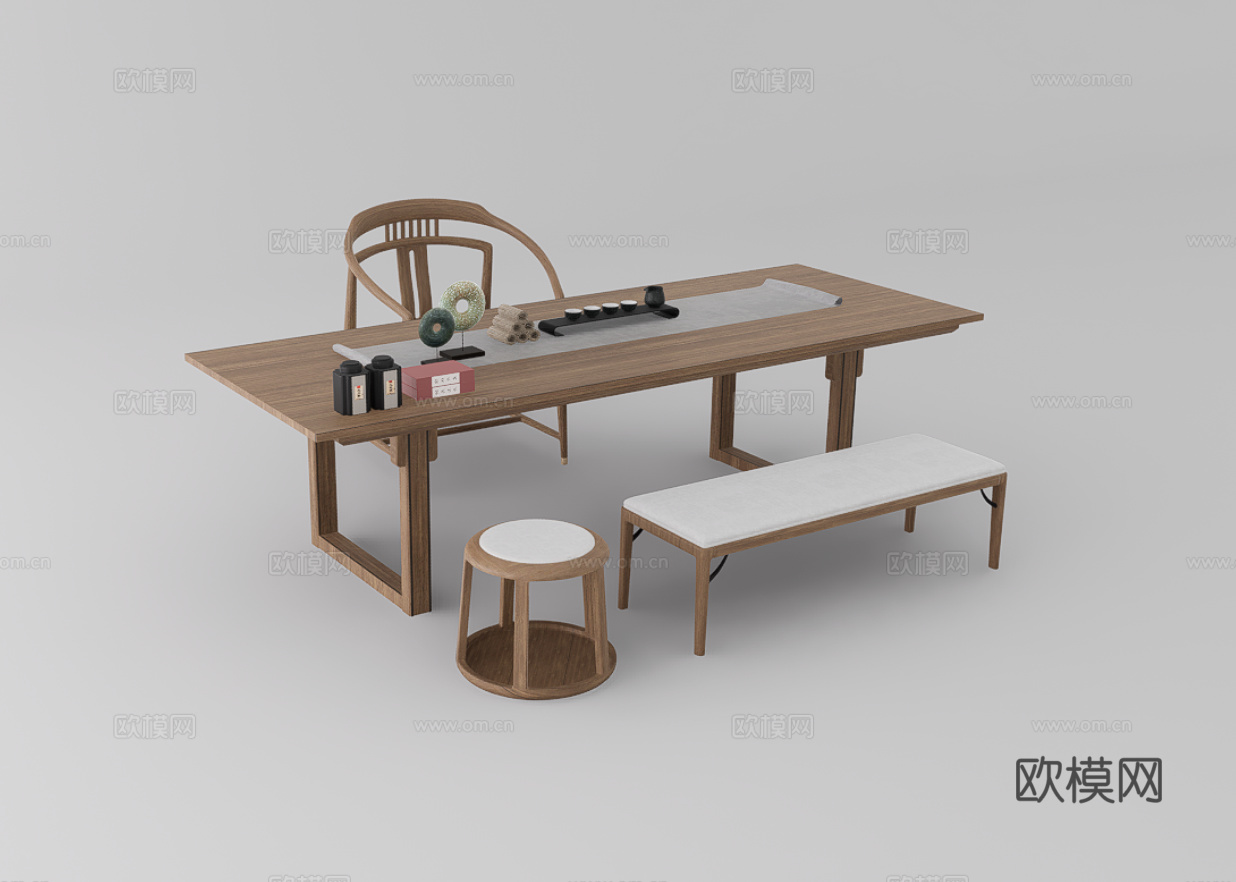 茶桌椅su模型