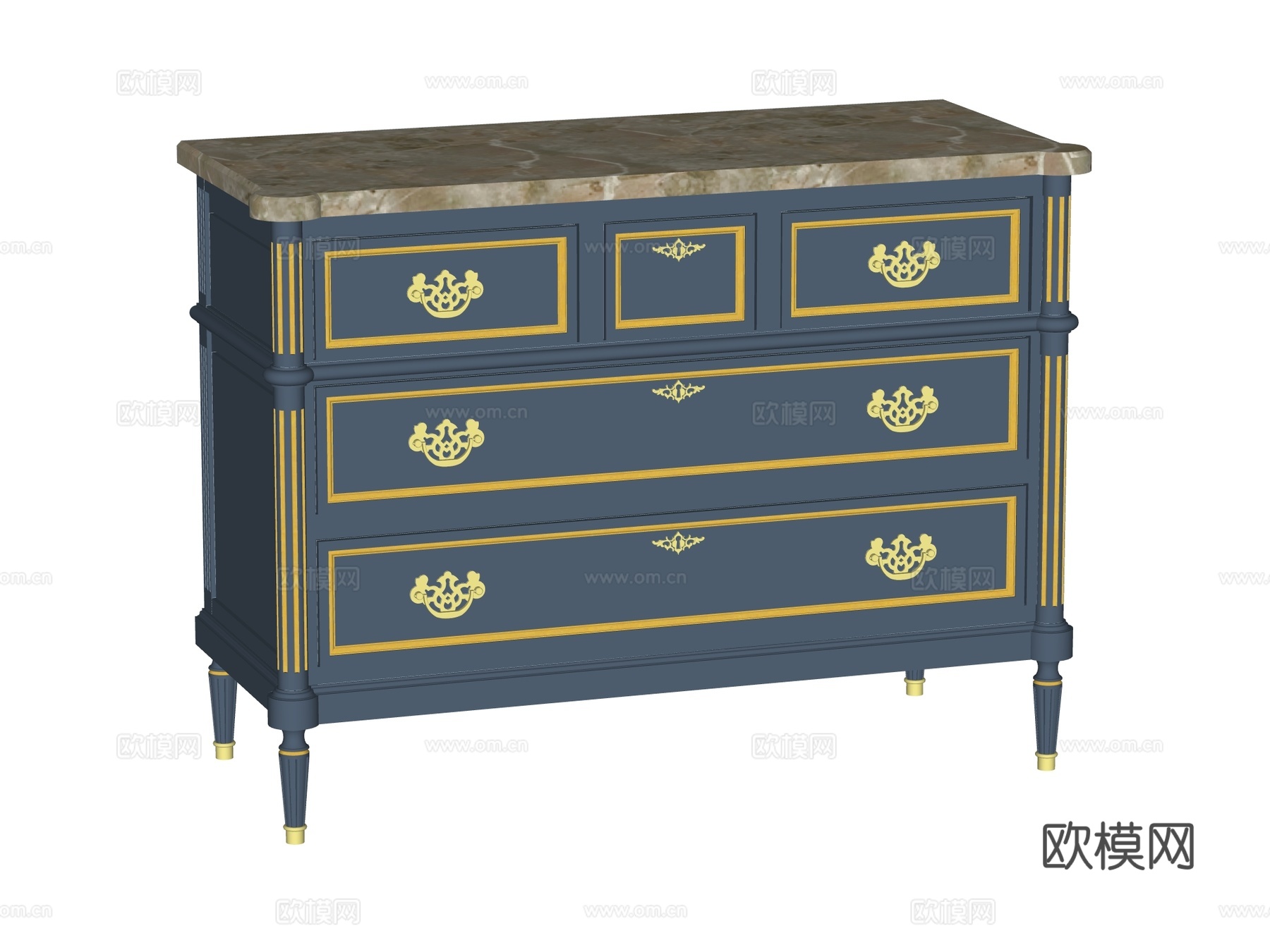 欧式法式边柜装饰柜su模型